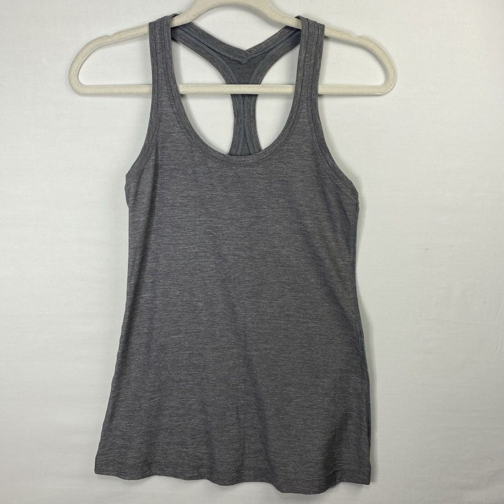 Lululemon Cool Racerback Tank Top Fits Size Medium Heather Gray No Size Dot